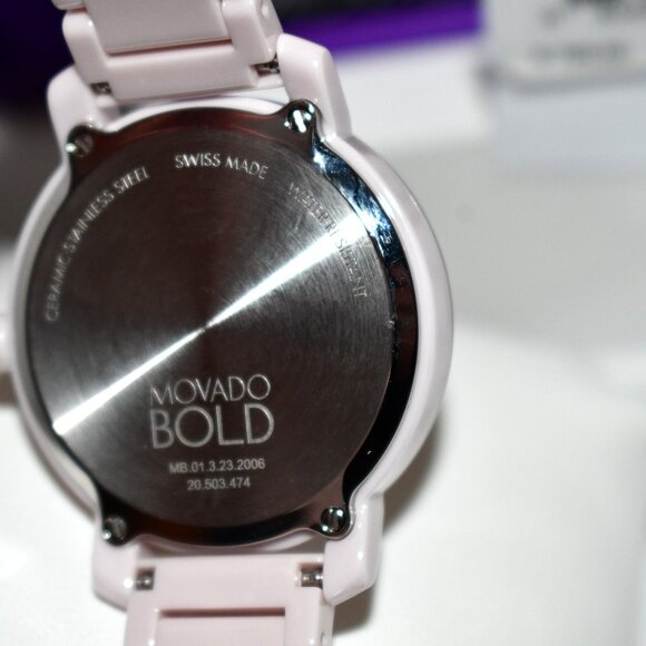 Movado Women\'s Bold 2.0 Quartz Analog Pink Ceramic Bracelet Watch in Pink #36012 main image 9